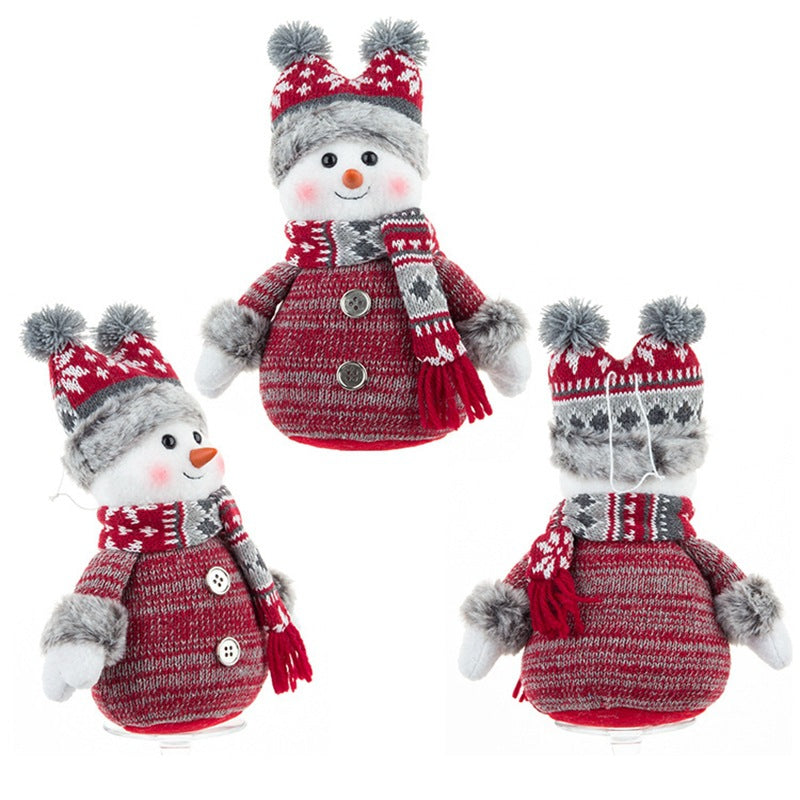 Doll Lei Feng Hat Scarf Snowman Doll Window Display Cute Christmas Snowman Cloth Doll 4