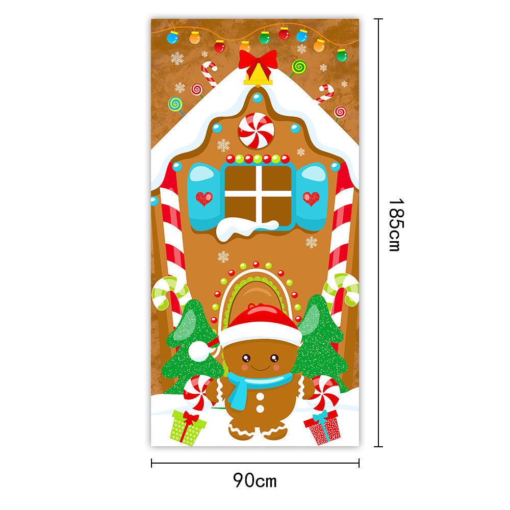 New Christmas Door Curtains, Flags, Outdoor Photography, Santa Claus and Puppies, Background Decoration, Hanging Cloth 14