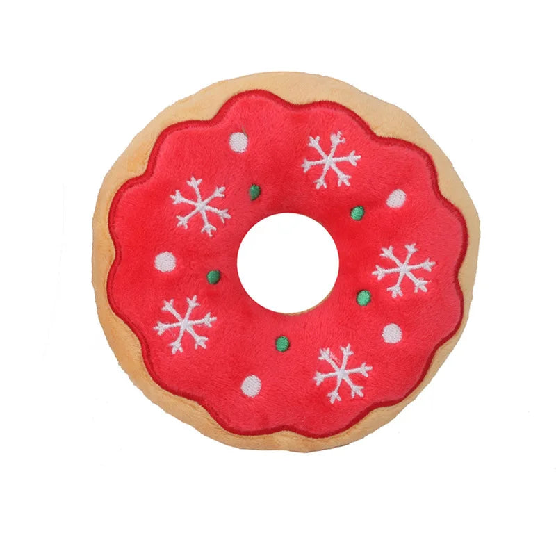 Xmas Pet Dog Plush Noise Chewing Toy Santa Elk Gingerbread Man Donut Cat Dog Christmas Series Cartoon Dog Toy Plush Squeak Toy 9