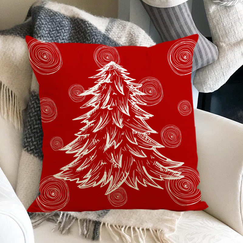 Christmas hat pillowcase linen Christmas tree letter print pillowcase holiday 3
