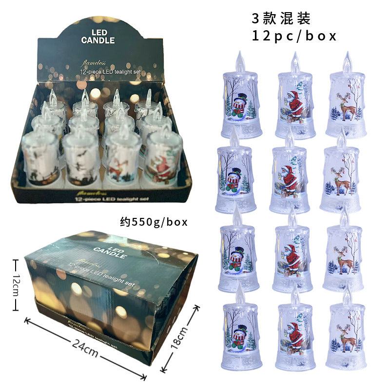 Christmas led electronic candle light Christmas snowman elk decoration luminous night light atmosphere light ornaments 12