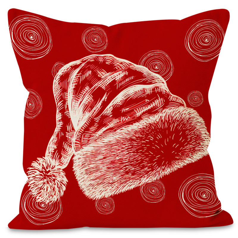 Christmas hat pillowcase linen Christmas tree letter print pillowcase holiday 7