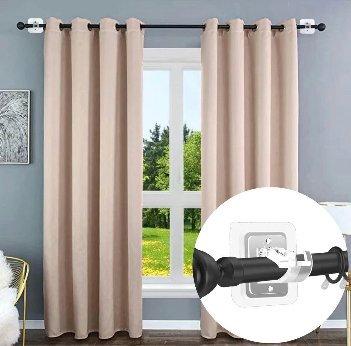 CrystalFix Curtain Rod Hooks Set 8