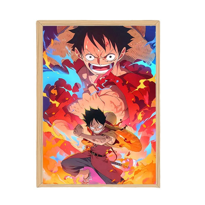 One Piece Creative Photo Frame Night Light Toy Anime Character Luffy Zoro Night Light Bedside Decoration Painting Christmas Gift 1