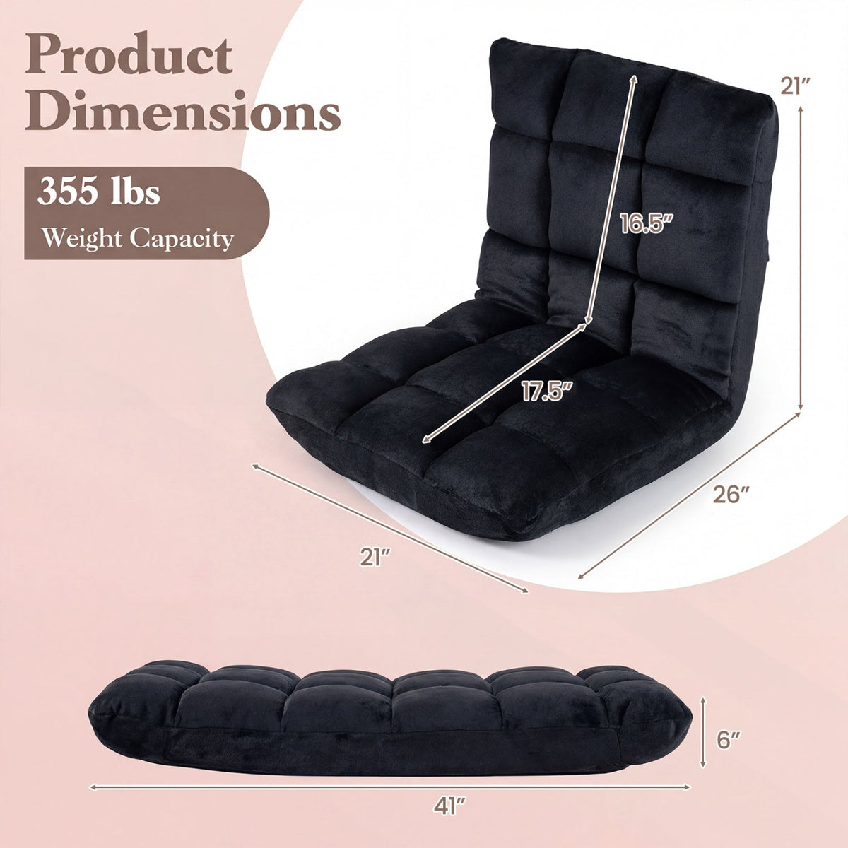 Adjustable 14-position Cushioned Floor Chair 12
