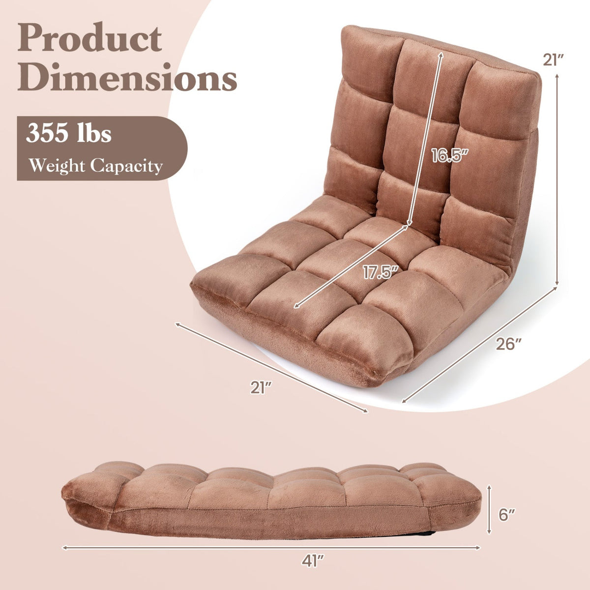 Adjustable 14-position Cushioned Floor Chair 9