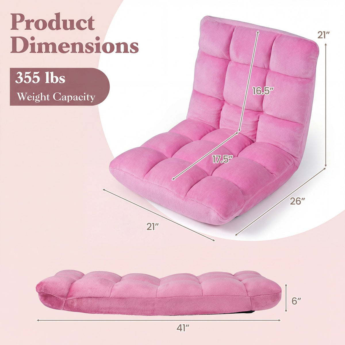 Adjustable 14-position Cushioned Floor Chair 15