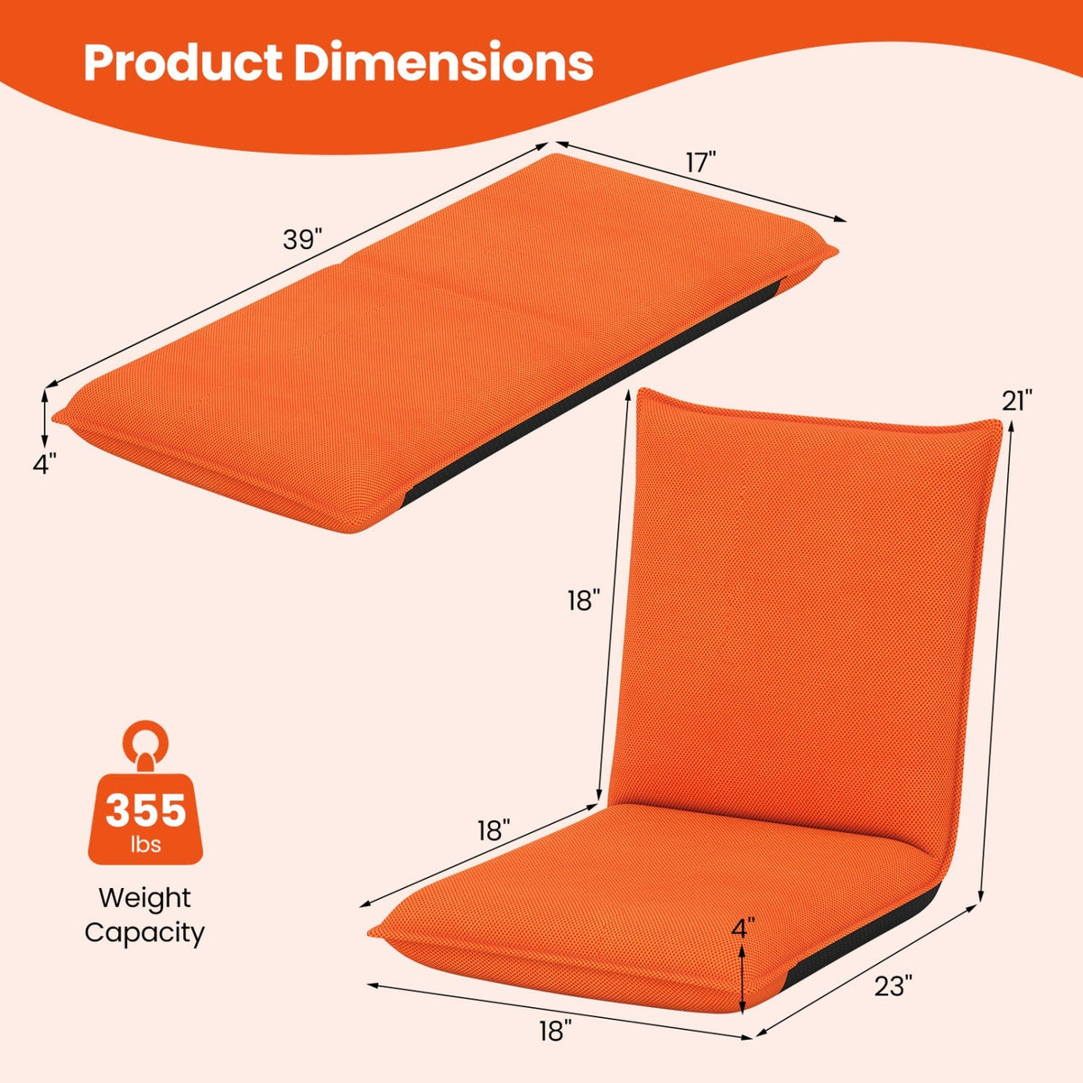 Adjustable Floor Chair with 6 Reclining Positions 5