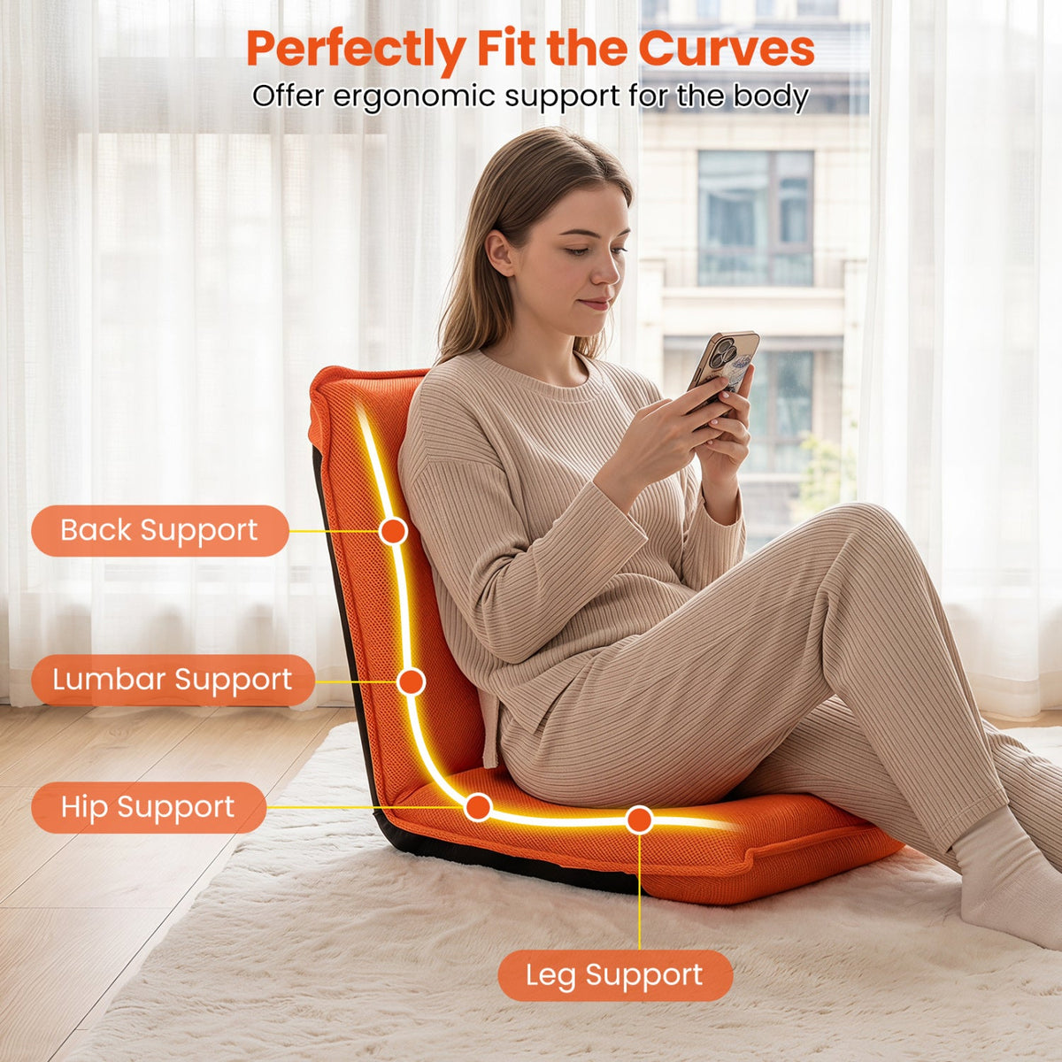 Adjustable Floor Chair with 6 Reclining Positions 6