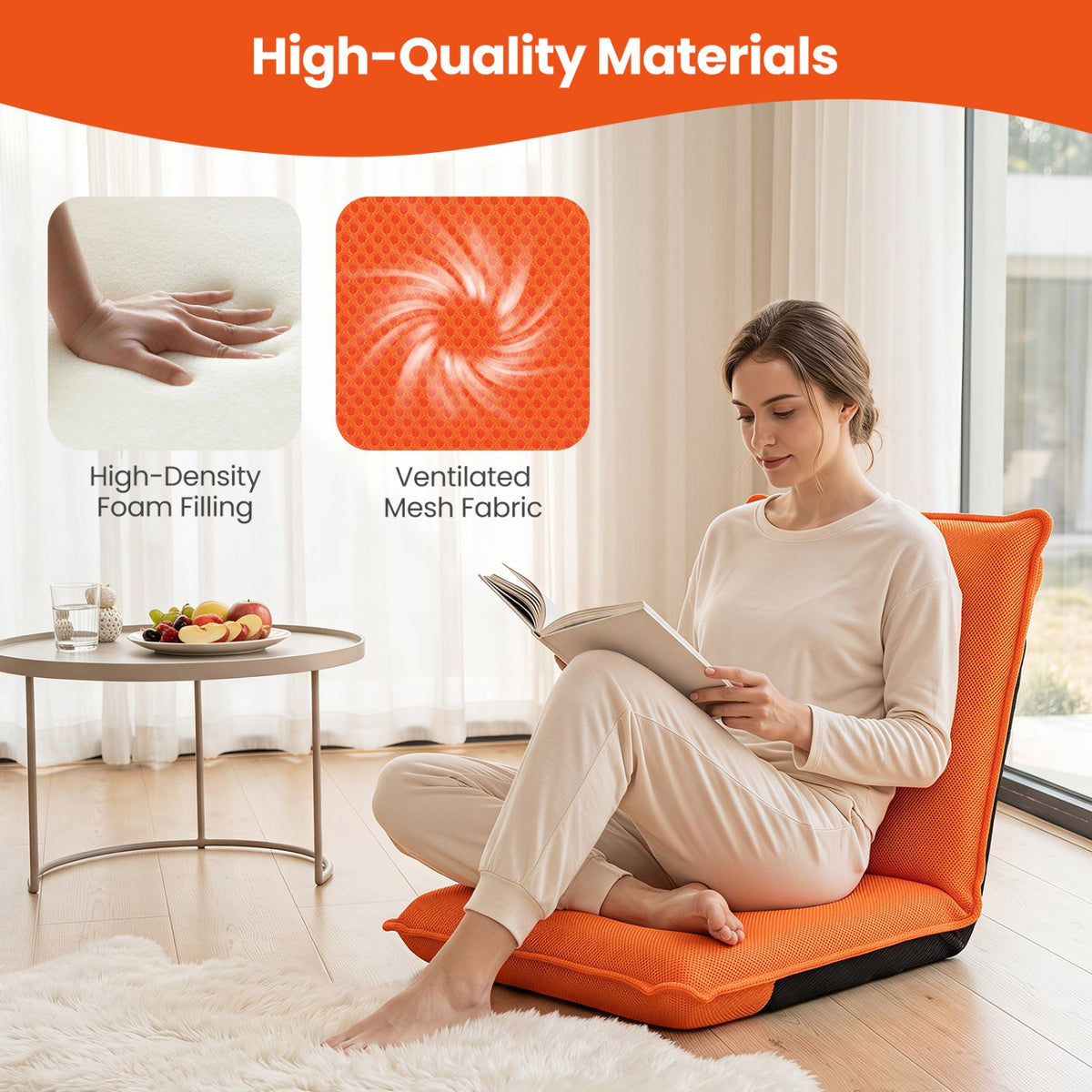 Adjustable Floor Chair with 6 Reclining Positions 8