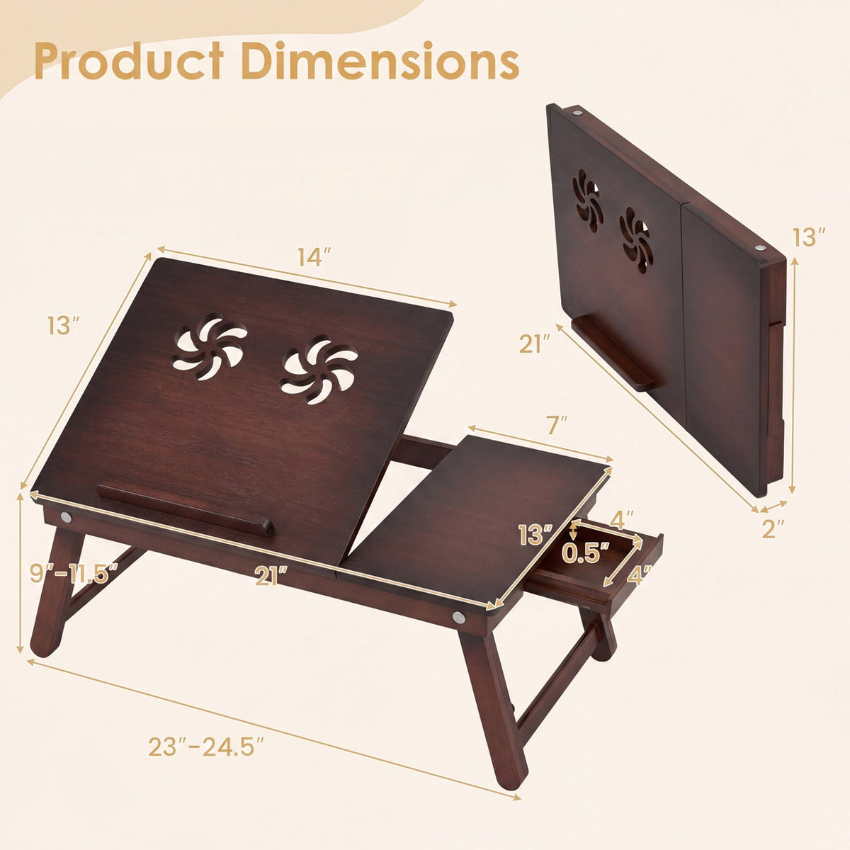 Adjustable Bamboo Laptop Desk with Tilting Top 5