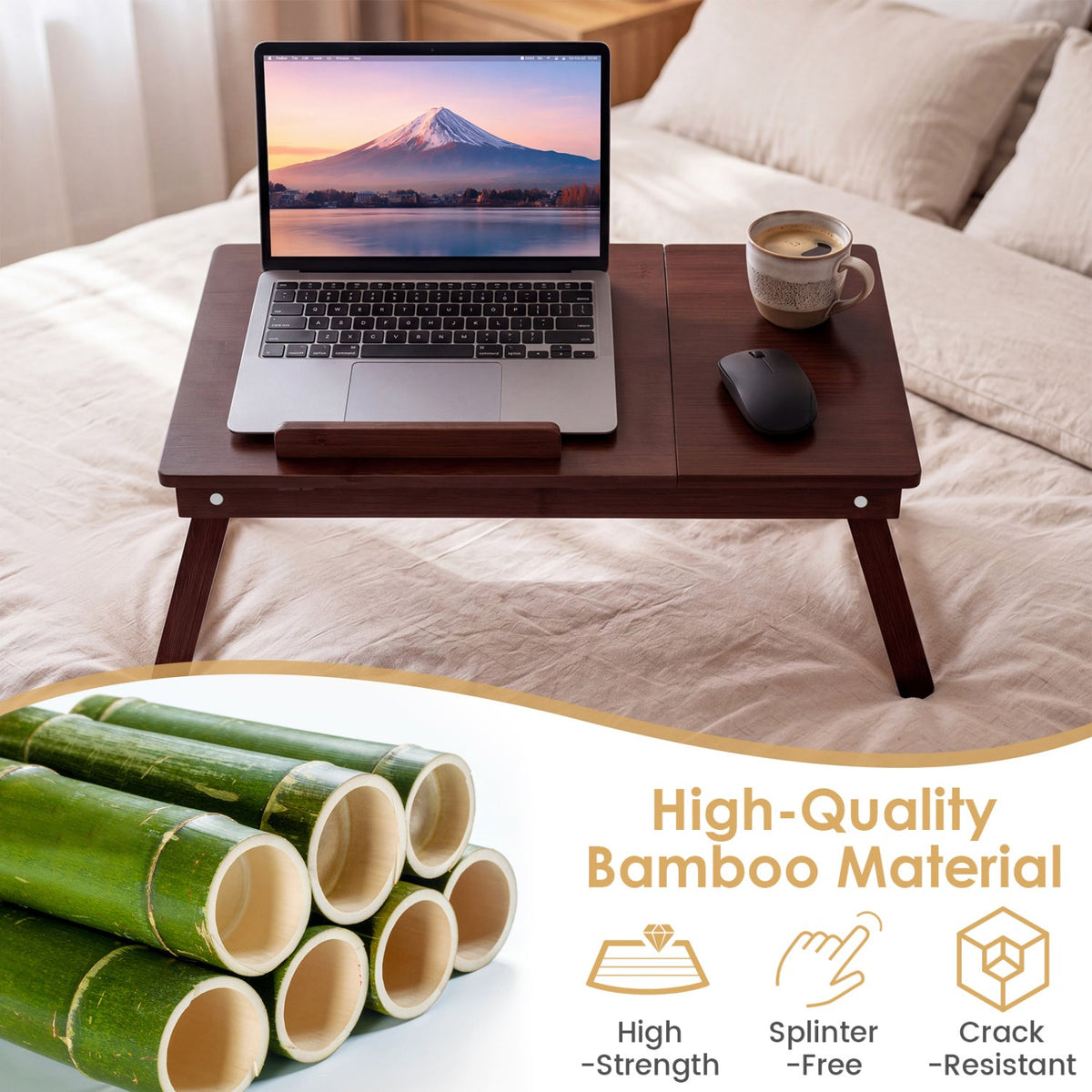 Adjustable Bamboo Laptop Desk with Tilting Top 6
