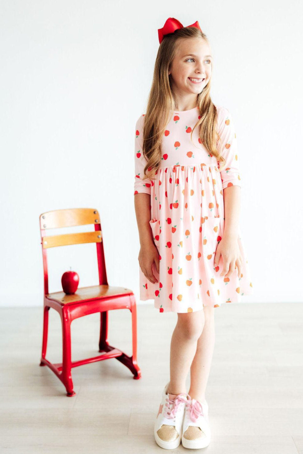 An Apple a Day 3/4 Sleeve Pocket Twirl Dress 3