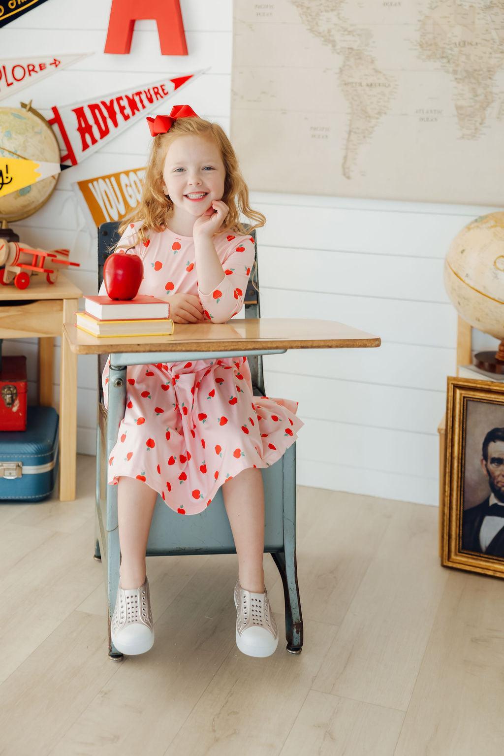 An Apple a Day 3/4 Sleeve Pocket Twirl Dress 6