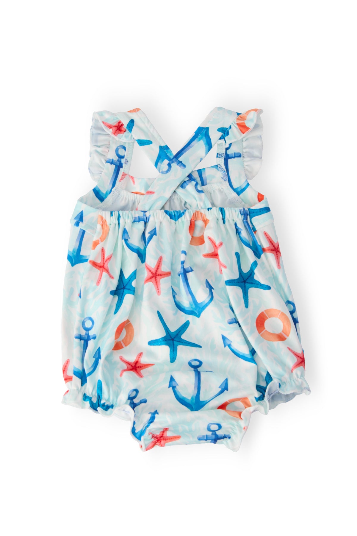 Anchors Away Ruffle Cross Back Romper 2
