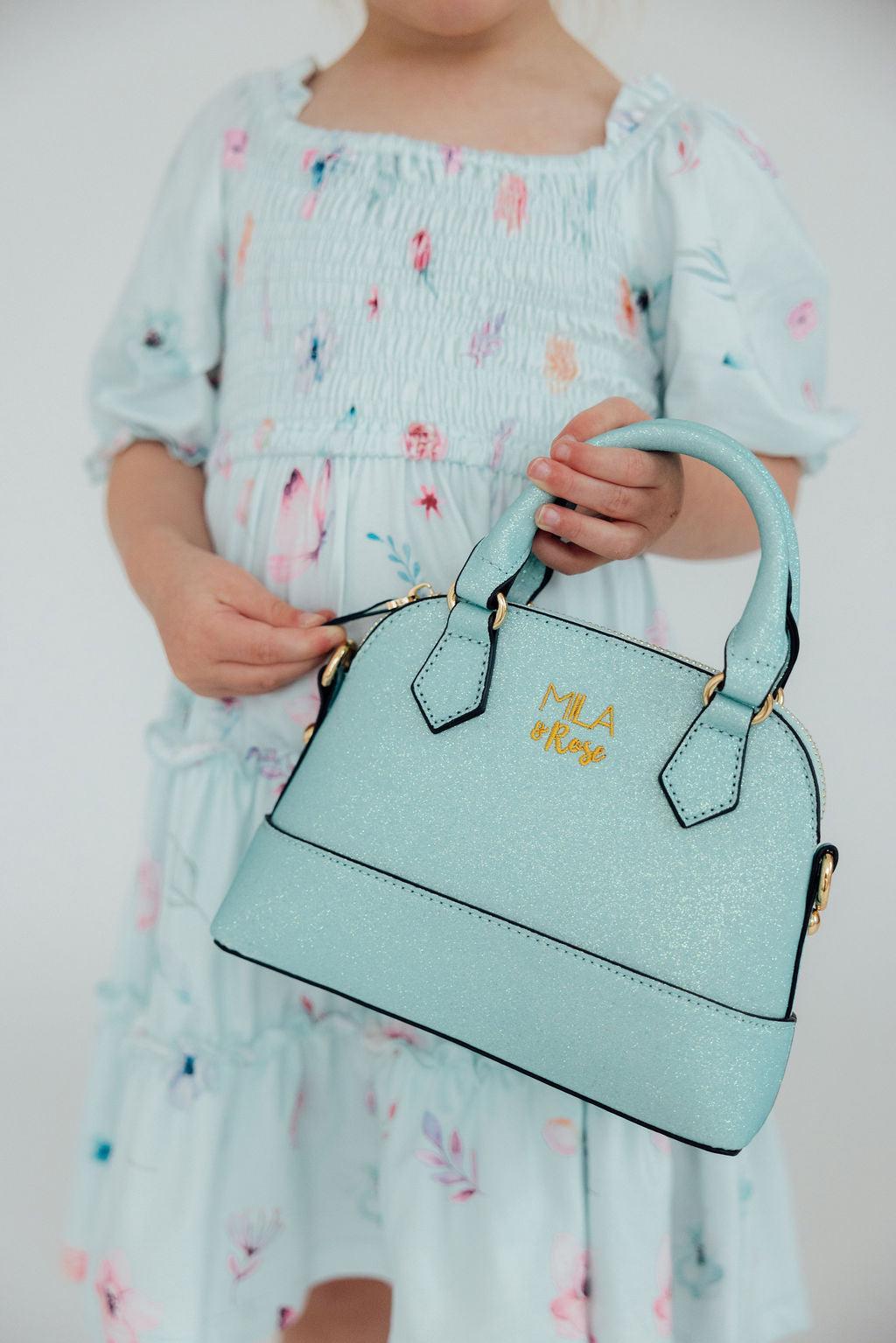 Aqua Glitter Girl's Crossbody Purse 2