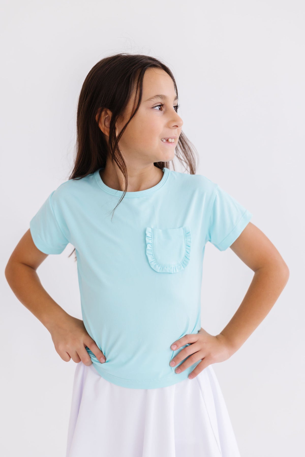 Aqua Ruffle Pocket Tee 3