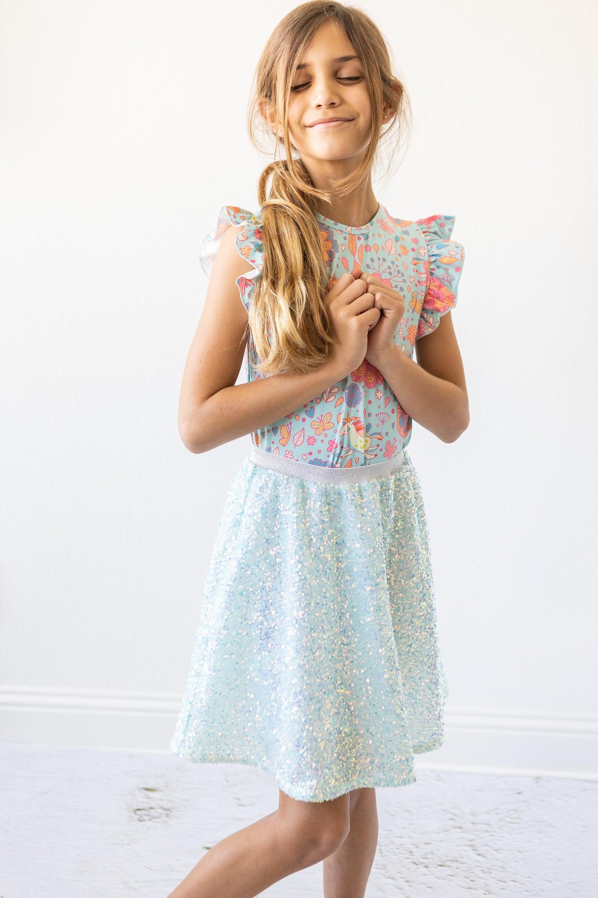 Aqua Sequin Twirl Skort 3