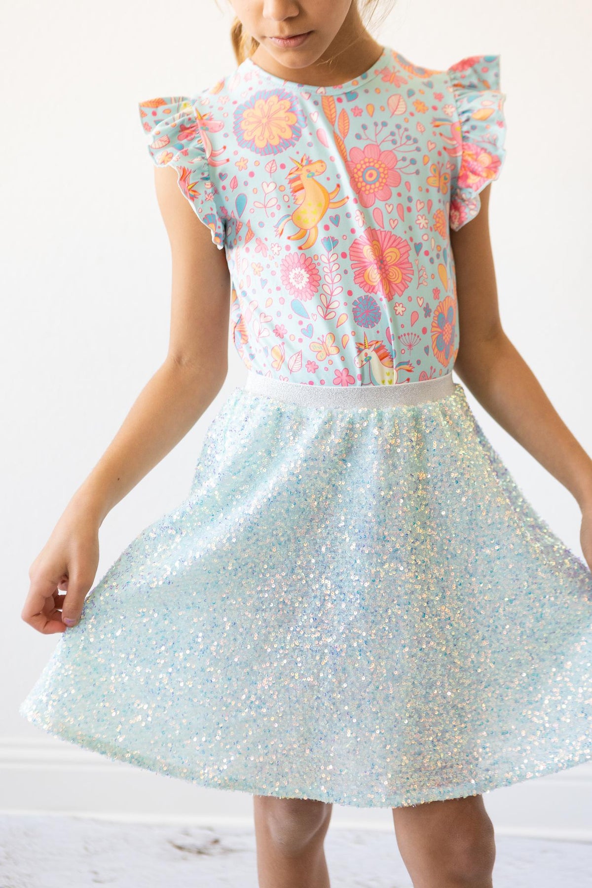 Aqua Sequin Twirl Skort 1
