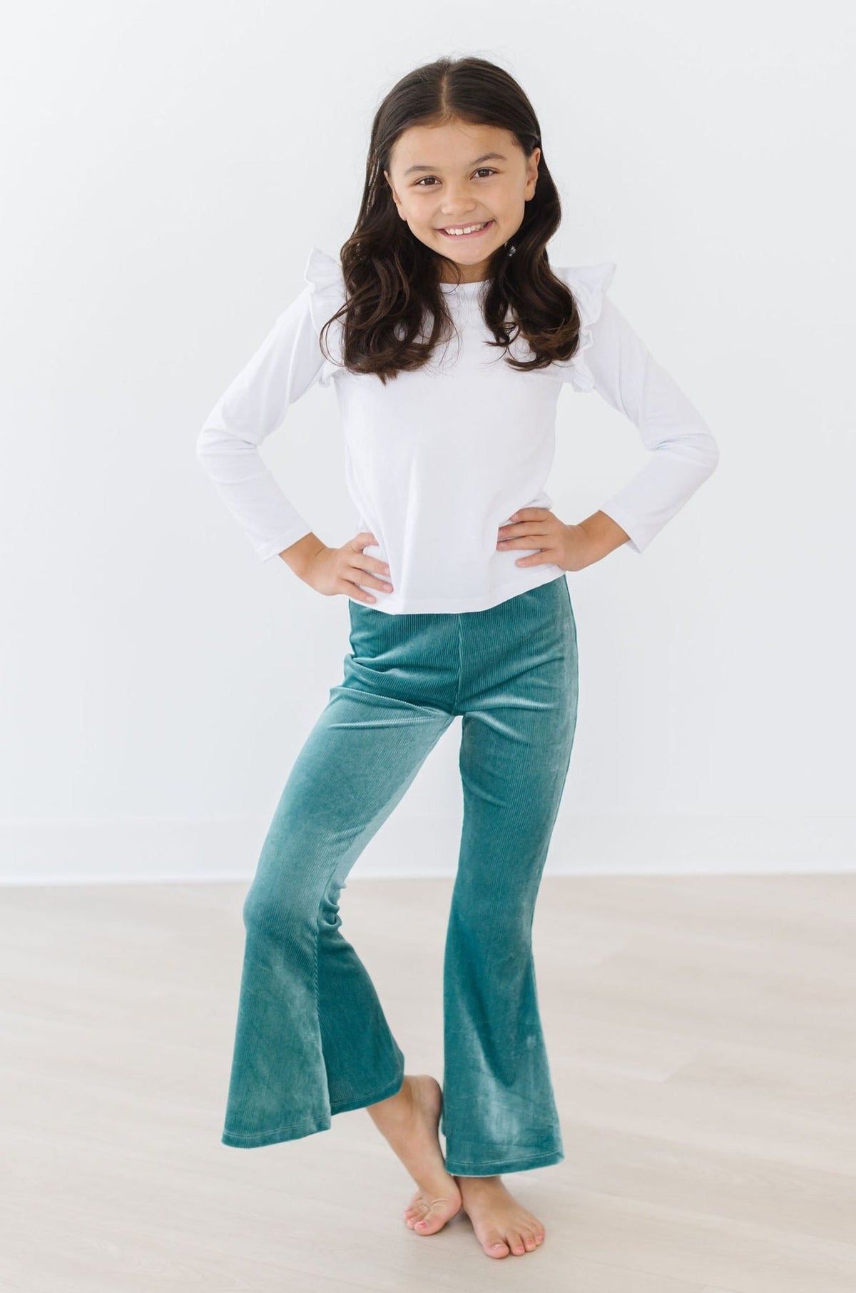 Aquamarine Ribbed Velvet Bells 3