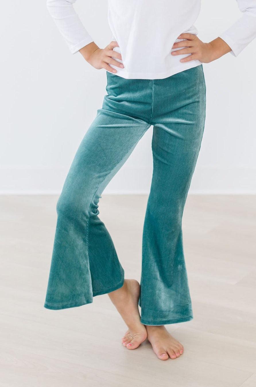 Aquamarine Ribbed Velvet Bells 1