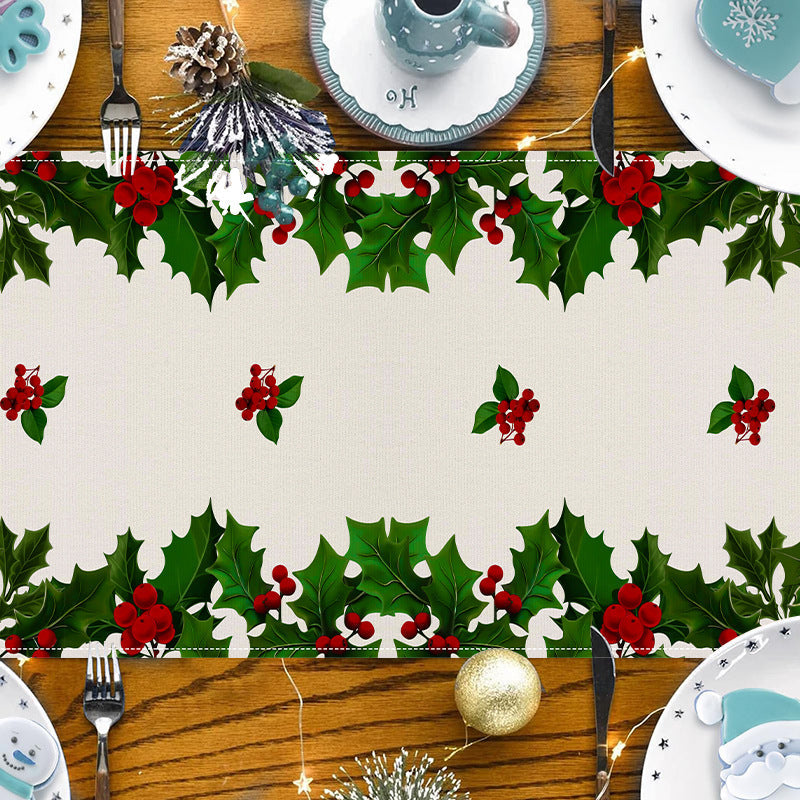 Christmas linen table flag walnut clip printed tablecloth holiday table decoration tablecloth tea flag pad 3