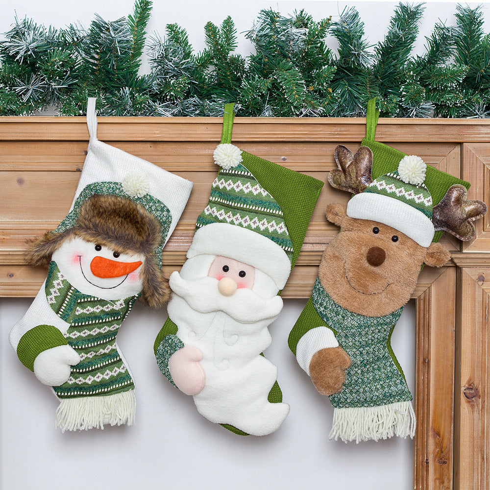 Christmas decorations, hanging decorations, candy socks, gift socks, Christmas gifts, green Christmas socks 1