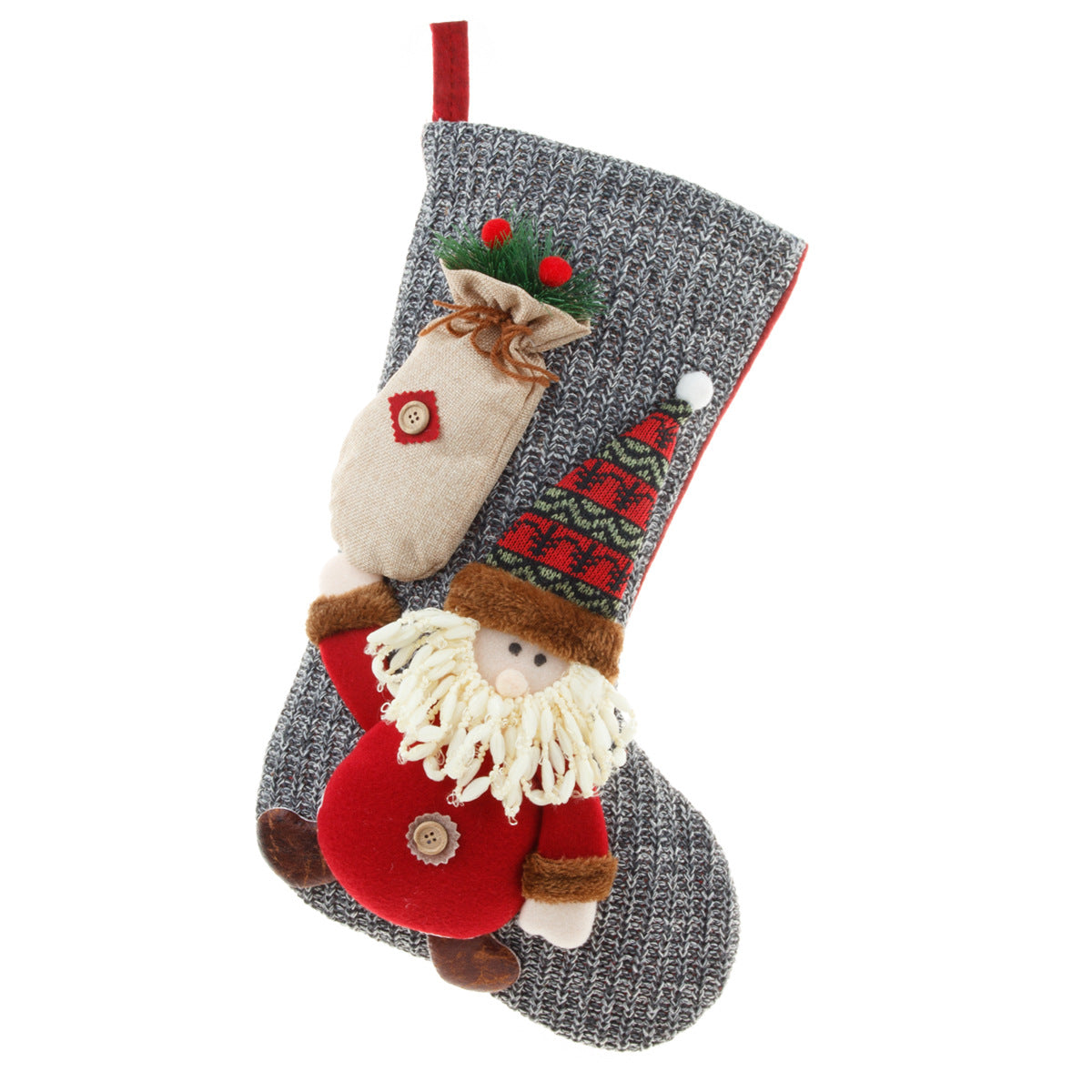 Christmas Decorations Knitted Yarn Large 3D Santa Claus Snowman Deer Christmas Socks Gift Bag 4