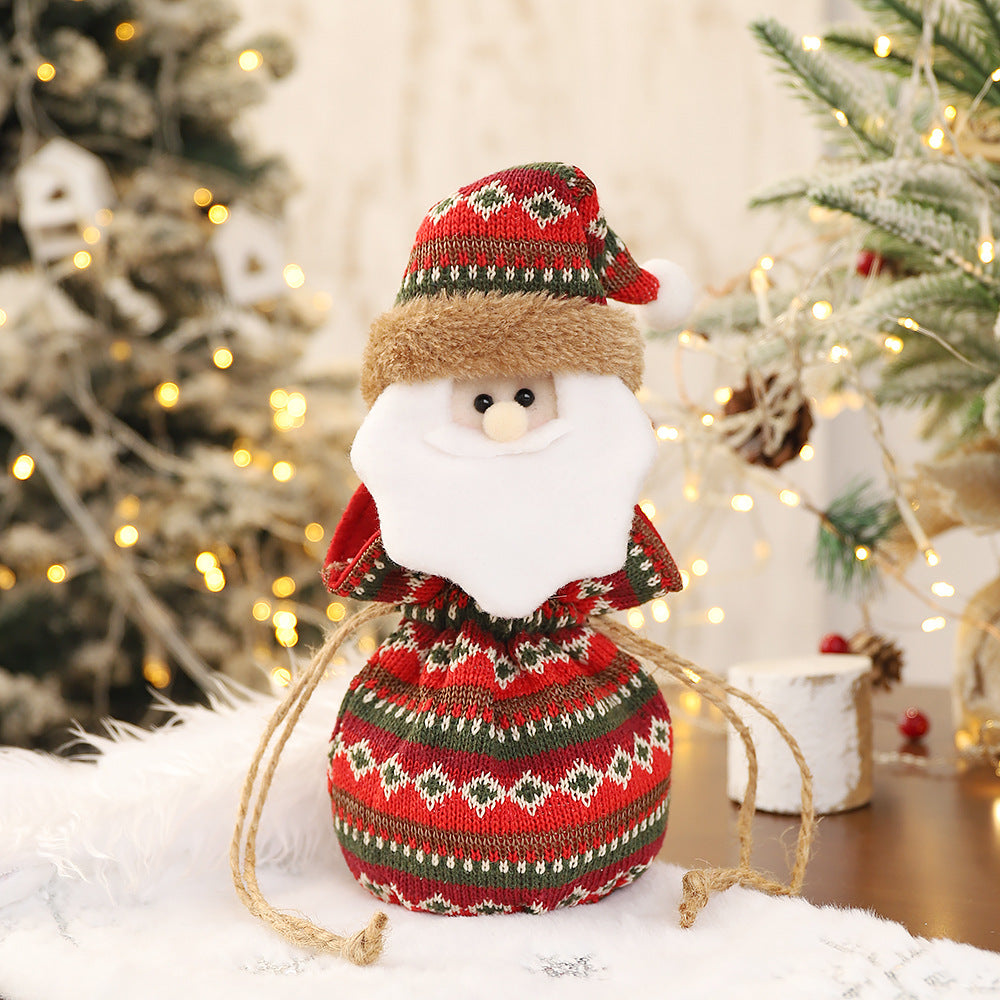 New 3D Knitted Fabric Doll Apple Bag Christmas Decorations Children's Day Gift Bundle Pocket Candy Bag 6
