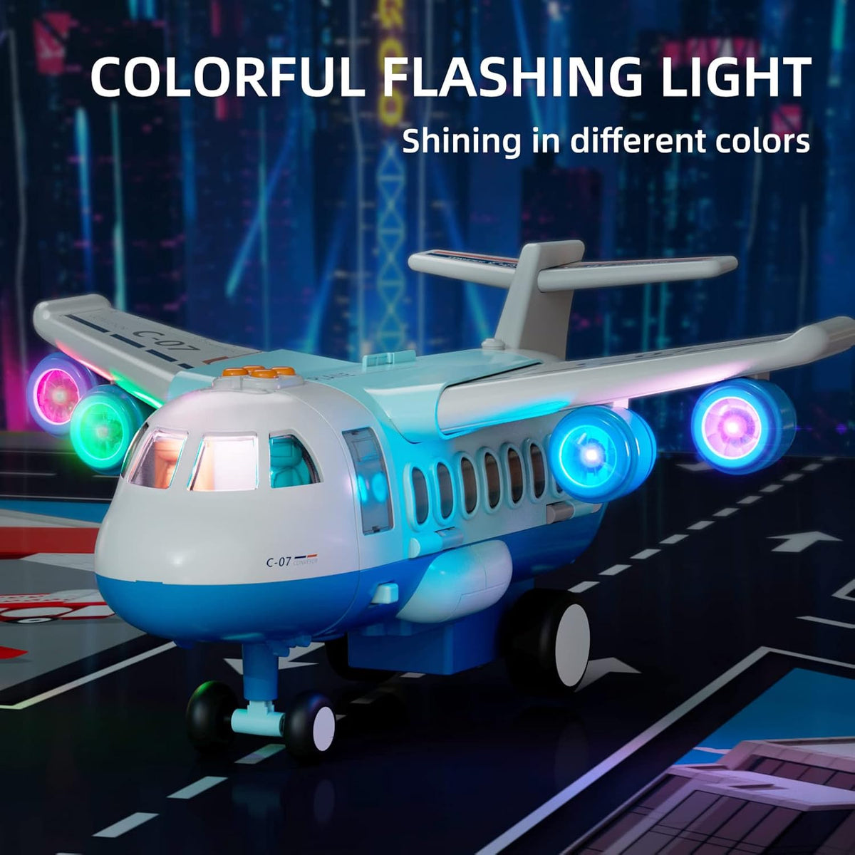 Sky Explorer Cargo Airplane Adventure with Lights, Sounds & Construction Vehicle Play Set 5