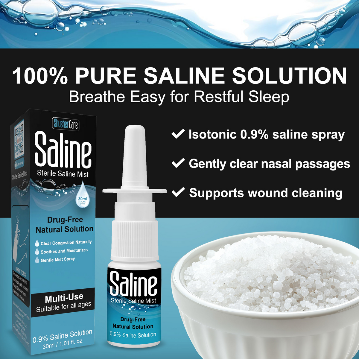 Shusher Care Saline Nasal Spray – Drug-Free, Preservative-Free Congestion Relief for Babies & Family 2