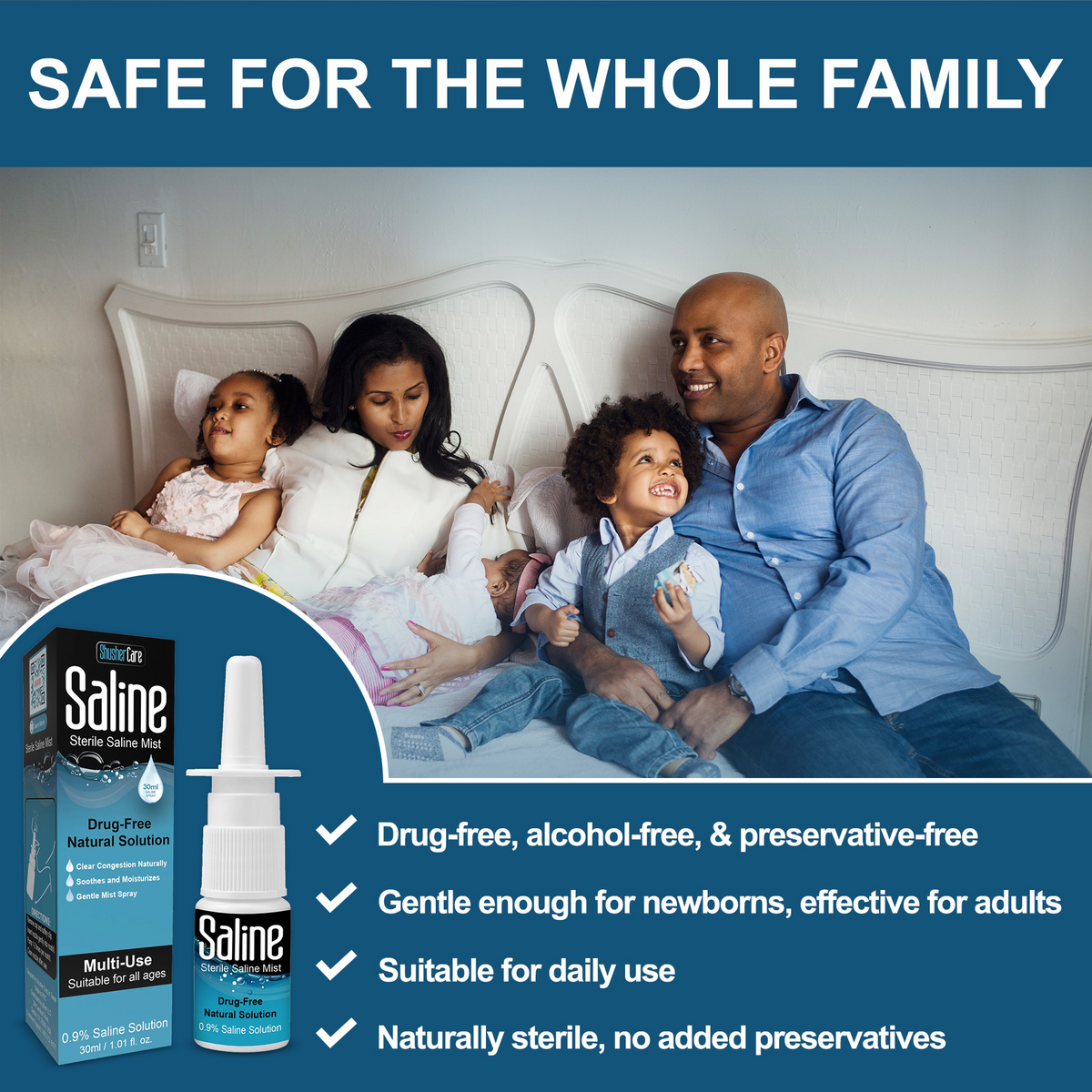 Shusher Care Saline Nasal Spray – Drug-Free, Preservative-Free Congestion Relief for Babies & Family 7