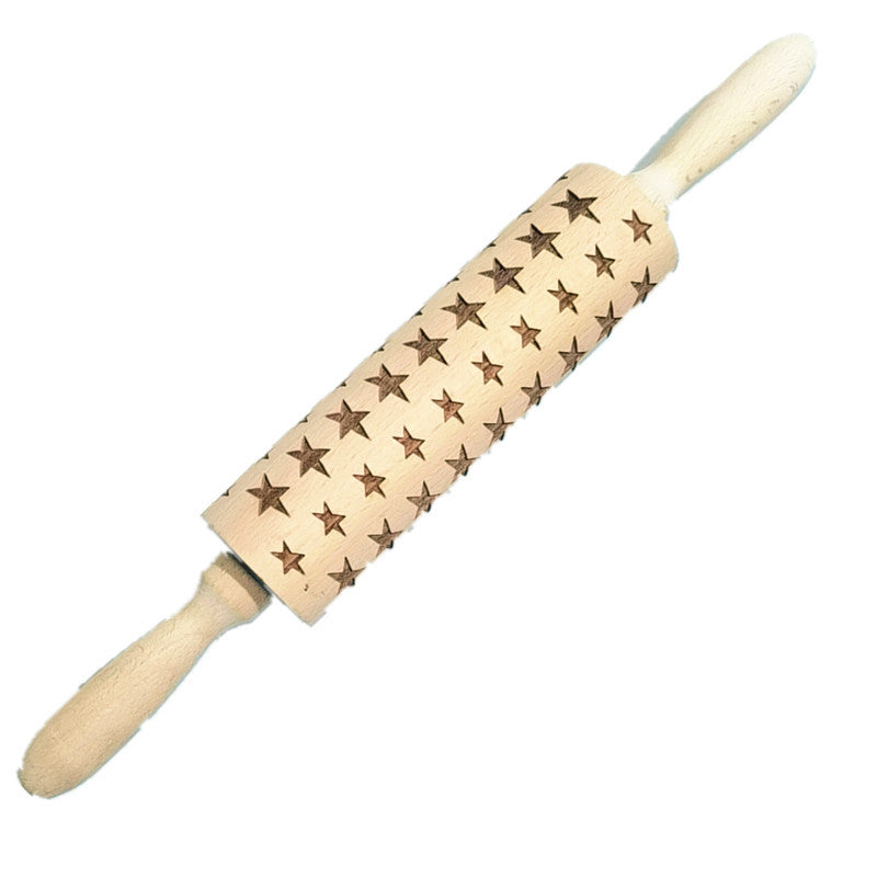 Wooden Rolling Pin Beechwood Laser Engraved Printed Rolling Pin Embossing Rolling Pin Christmas Flip Sugar Cookie Rolling Pin 13