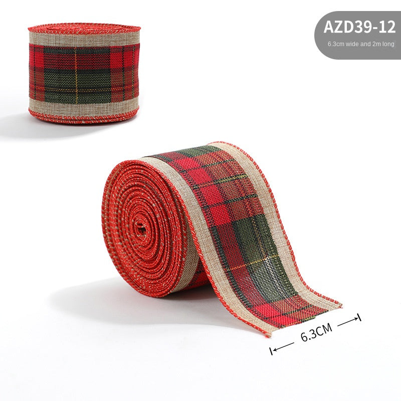 Christmas ribbon imitation linen ribbon decoration bow accessories snowflake Christmas ribbon in stock 11