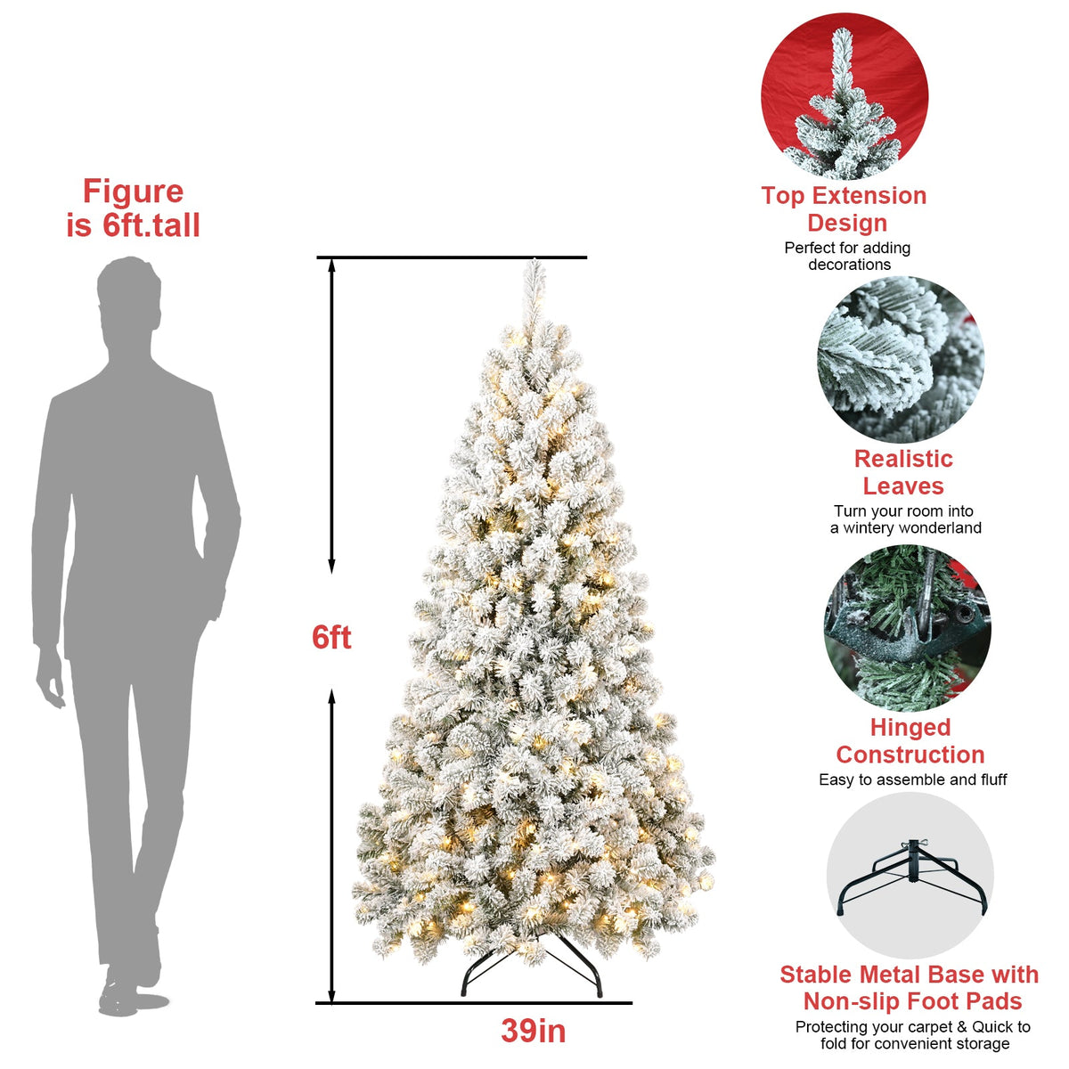 5FT PVC Memory Wire Christmas tree (With Light) 13