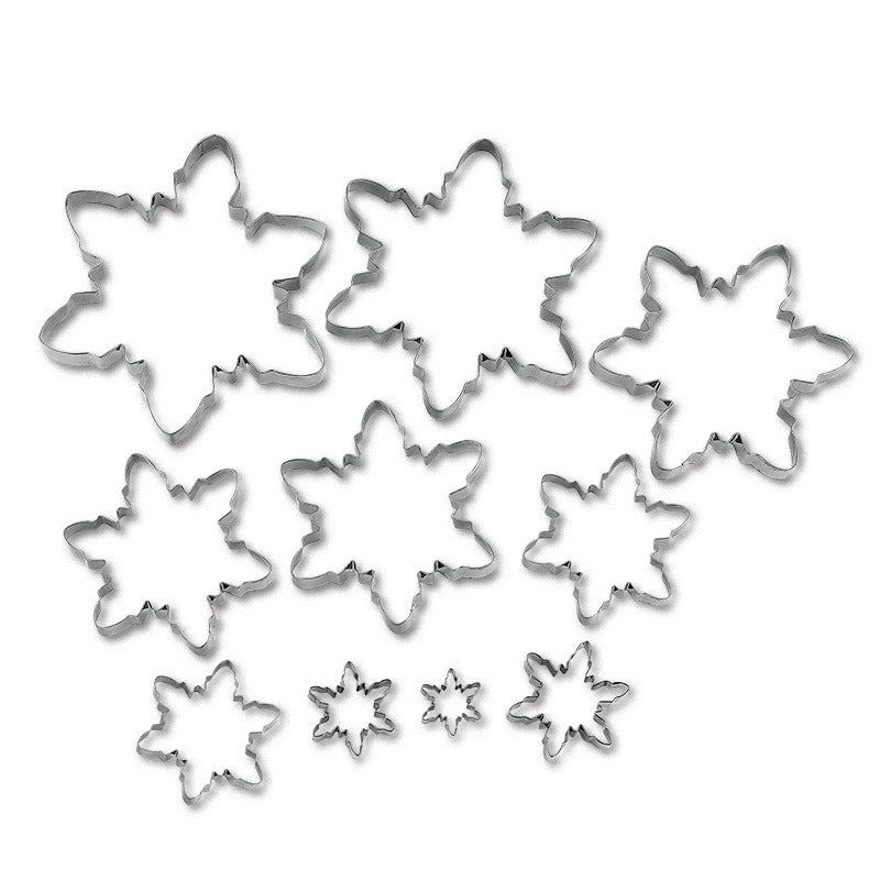 Christmas snowflake biscuit mold stainless steel snowflake three-dimensional biscuit mold biscuit cut into 10 pieces set 3