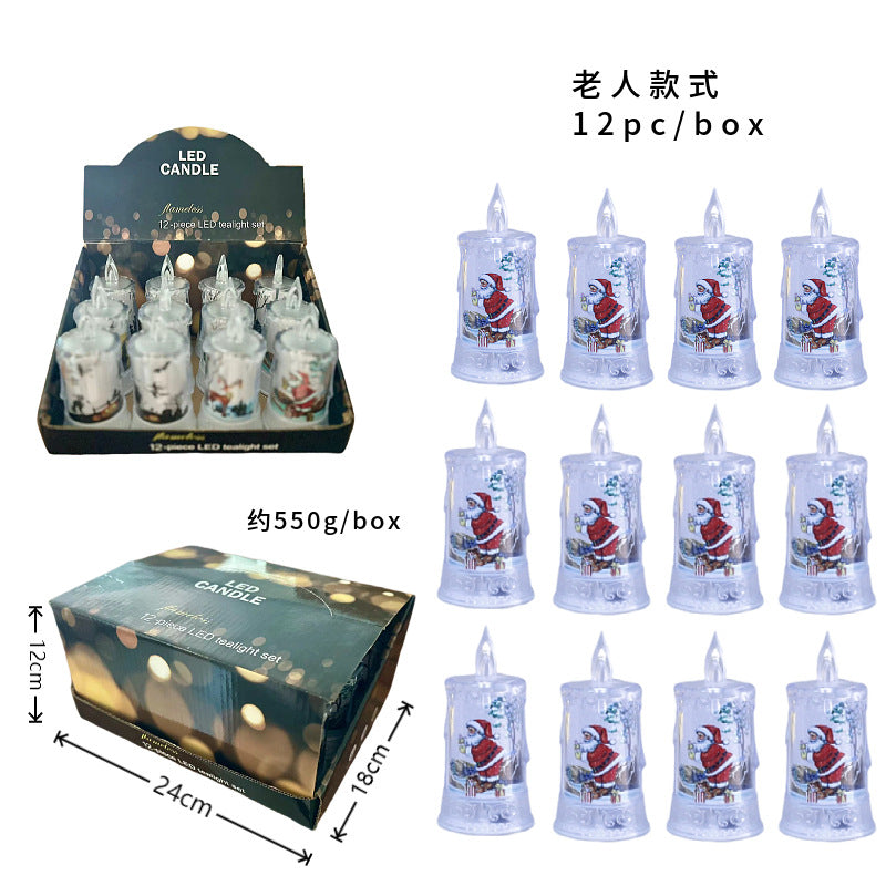 Christmas led electronic candle light Christmas snowman elk decoration luminous night light atmosphere light ornaments 11