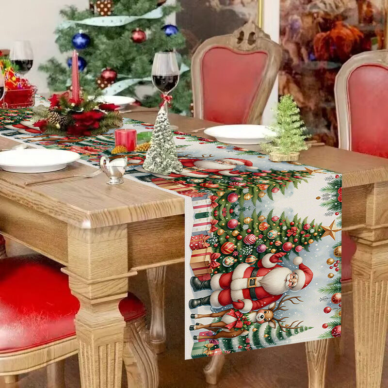 Christmas decoration table flag home fabric tablecloth holiday party tablecloth tea flag Christmas tree print 4