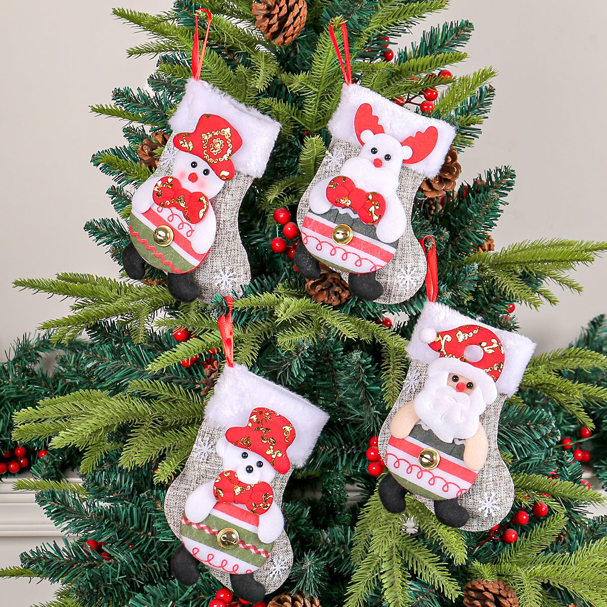 Christmas Doll Socks Cartoon Plush Christmas Socks Christmas Tree Pendant Santa Claus Snowman Candy Gift Bag 3