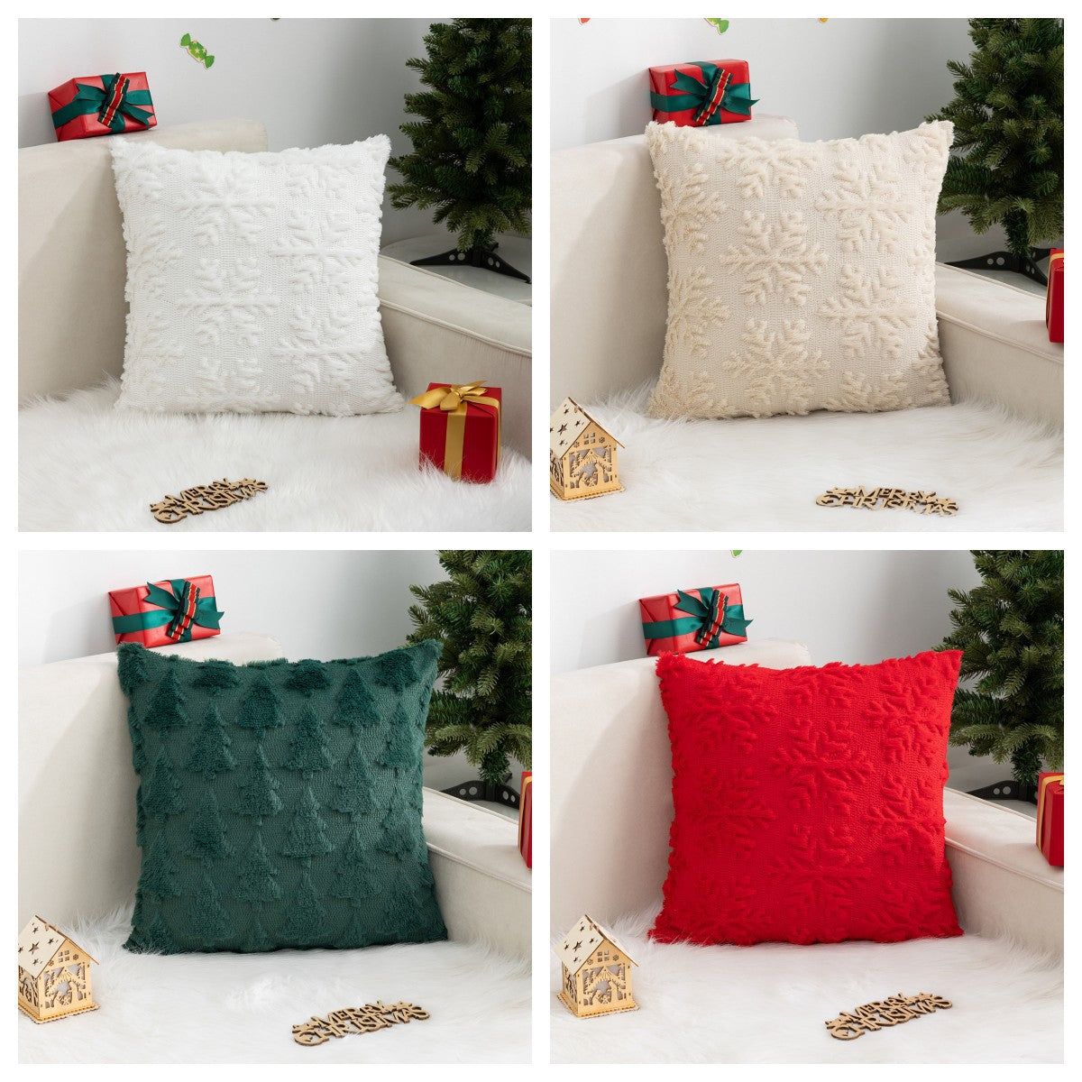 Christmas Pillow Cover Snowflake Christmas Tree Home Sofa Pillow Cover Holiday Decoration Cushion Cover 2