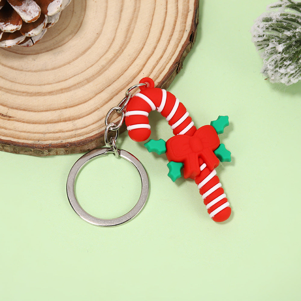 Christmas series keychains cute cartoon soft rubber dolls creative three-dimensional Santa Claus pendants small gifts 3
