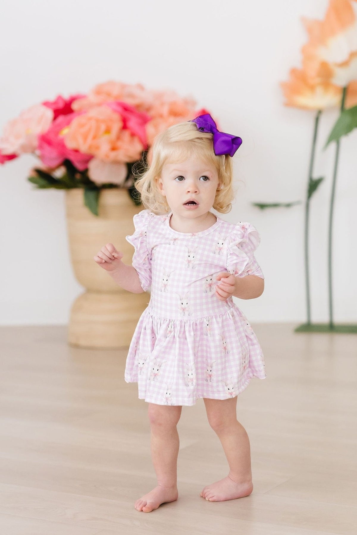 Baby Bunnies 3/4 Sleeve Flutter Twirl Bodysuit 2