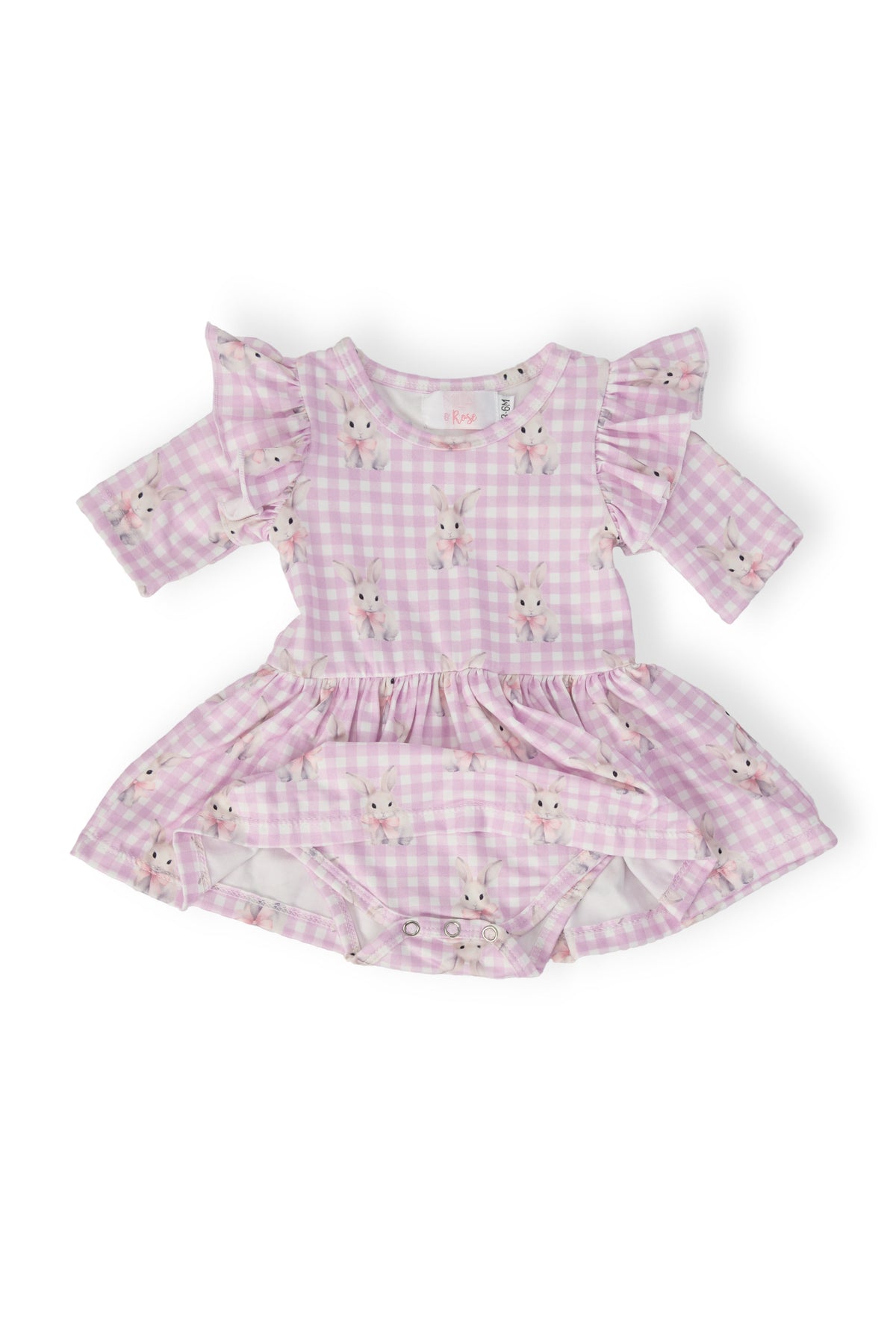 Baby Bunnies 3/4 Sleeve Flutter Twirl Bodysuit 4