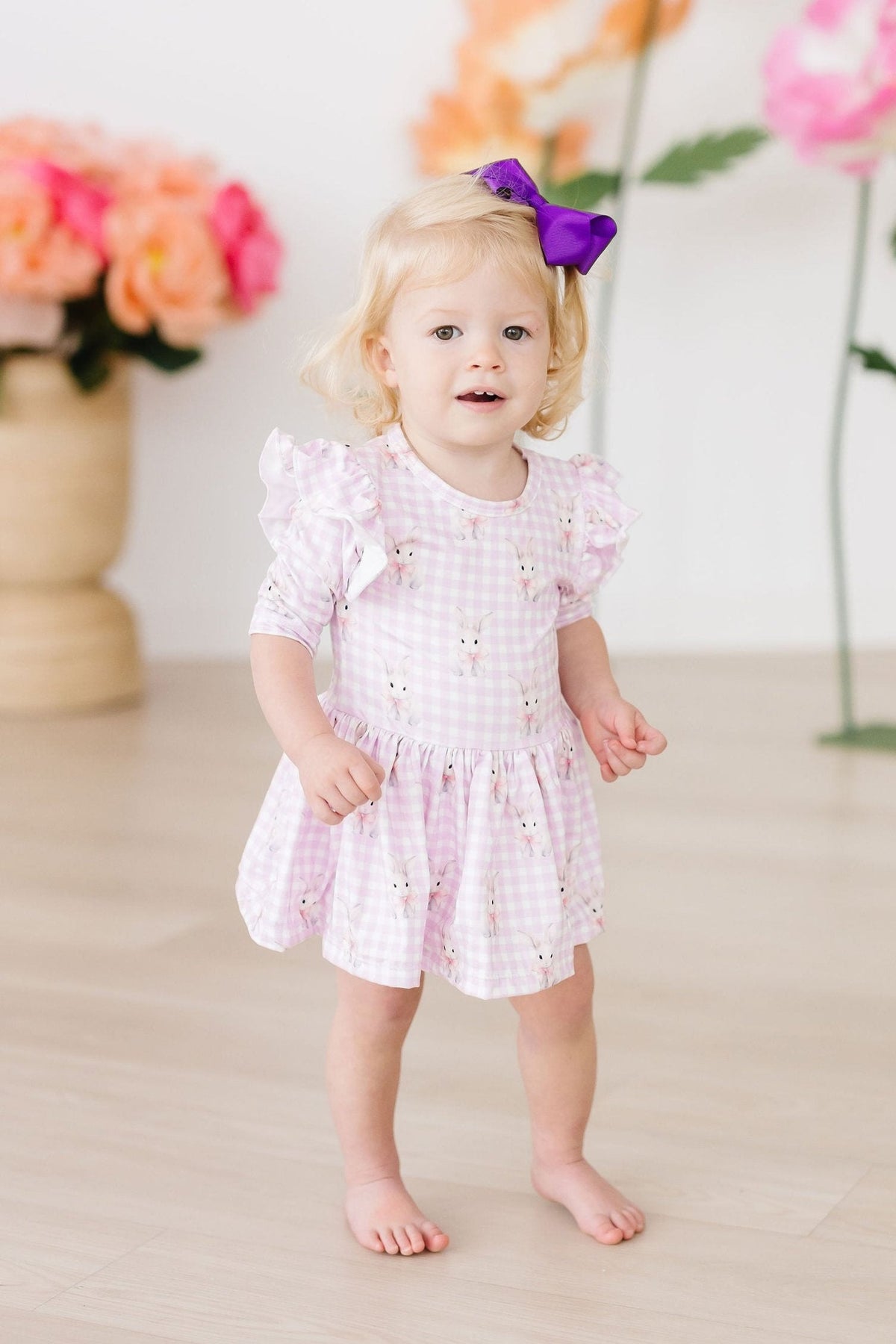 Baby Bunnies 3/4 Sleeve Flutter Twirl Bodysuit 5