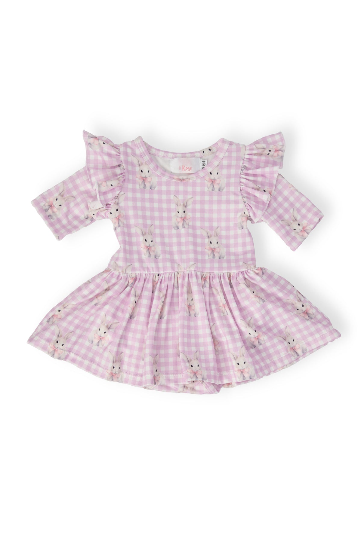 Baby Bunnies 3/4 Sleeve Flutter Twirl Bodysuit 1