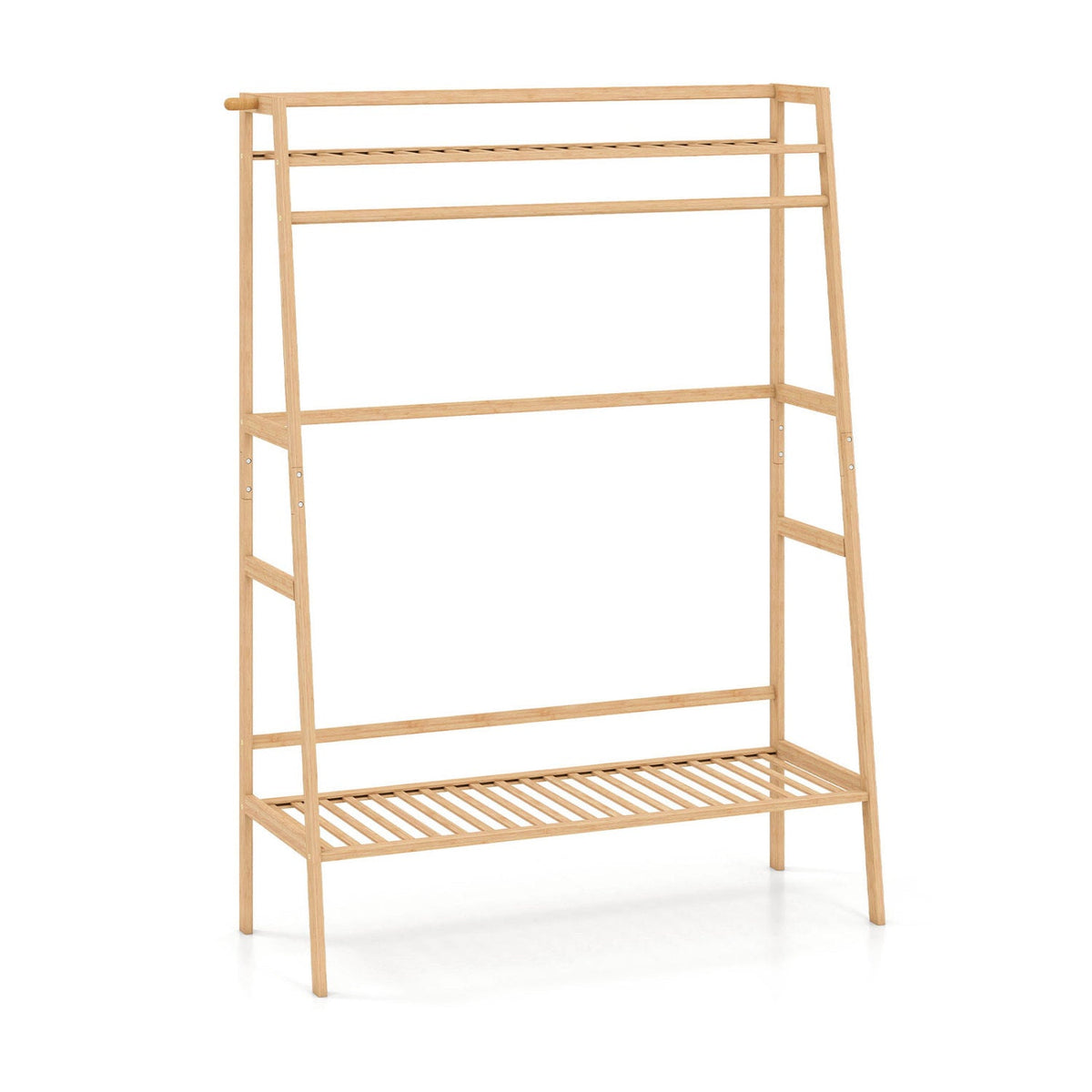 Bamboo Garment Rack with Shelves and Hanging Rod 4
