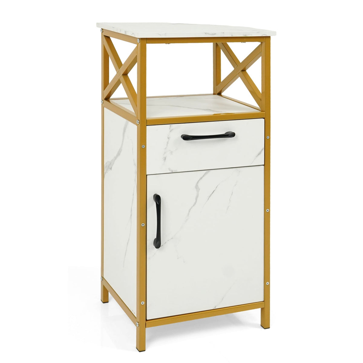 Bathroom Storage Cabinet with Drawer and Open Shelf - White 1