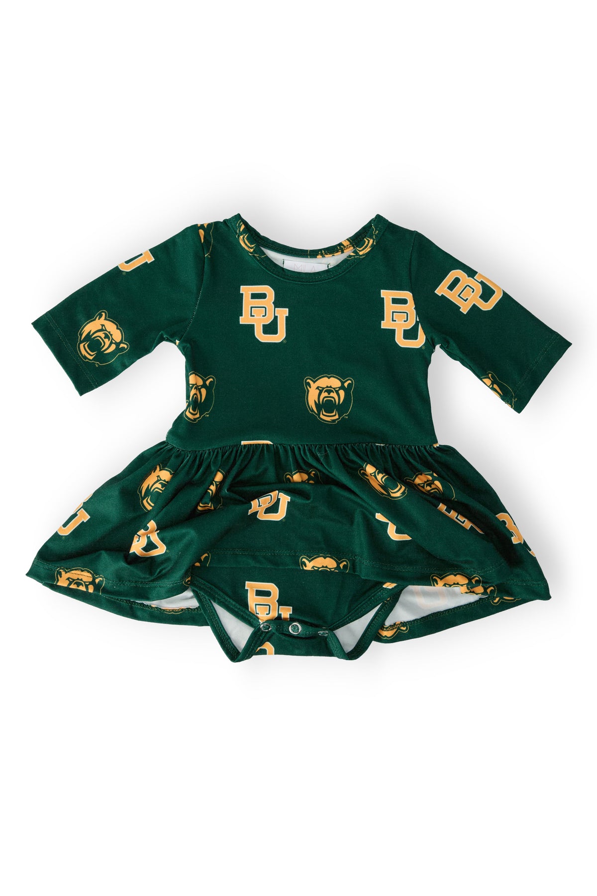 Baylor Green Bear 3/4 Sleeve Twirl Bodysuit 2