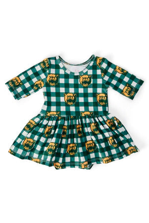 Baylor Plaid Bear 3/4 Sleeve Twirl Bodysuit 1