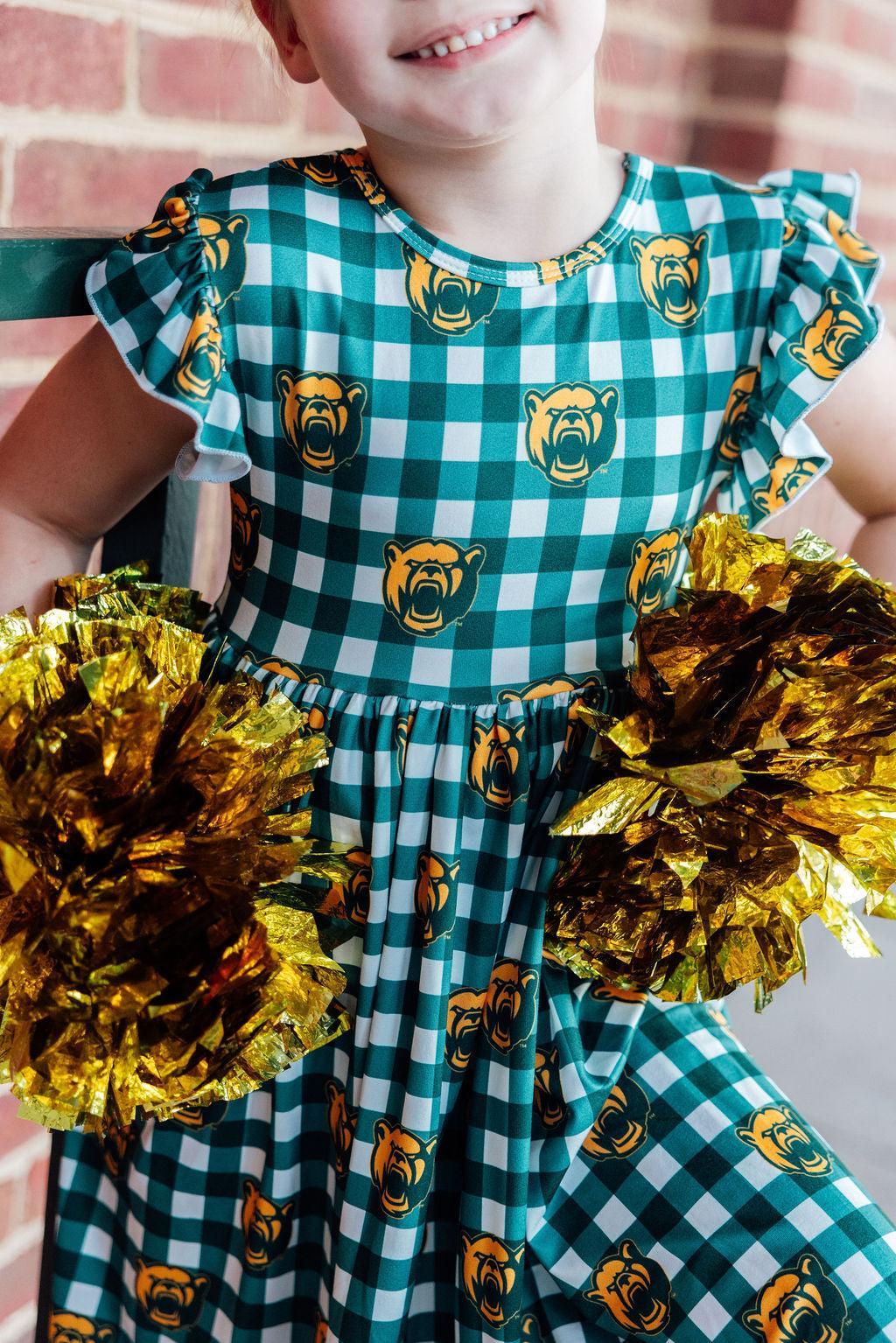 Baylor Plaid Bear Flutter Twirl Dress 3